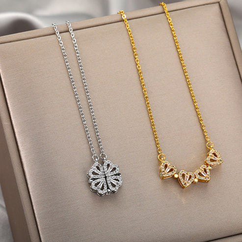 Four Hearts Clover Necklace